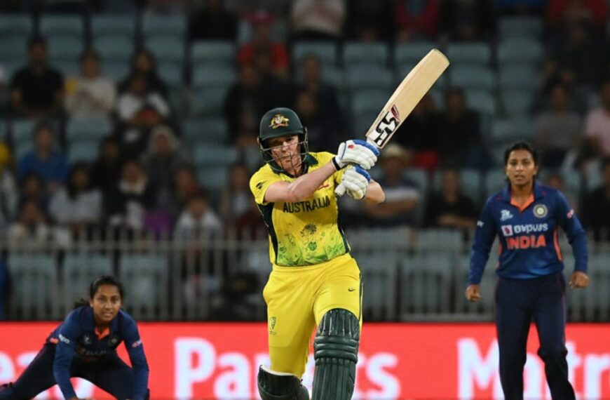 Georgia Voll batting during Australia Women vs India Women 2nd T20I 2026 at Manuka Oval
