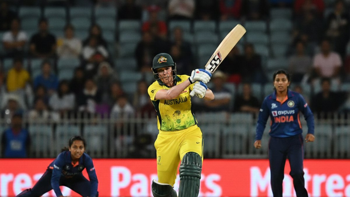 Georgia Voll batting during Australia Women vs India Women 2nd T20I 2026 at Manuka Oval