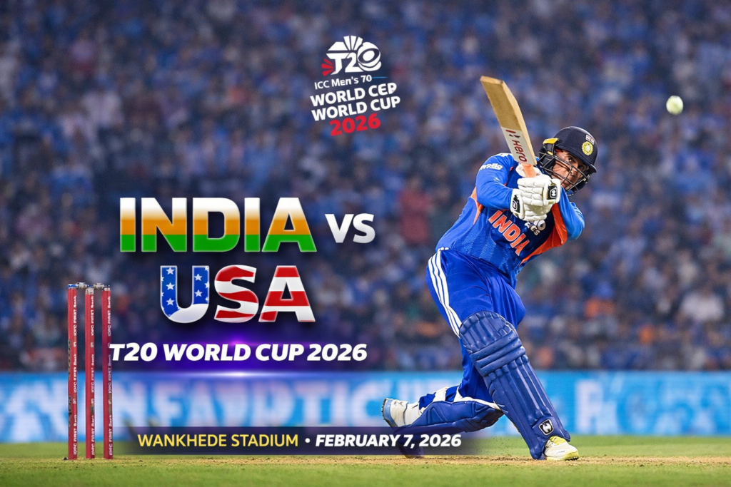 IND vs USA T20 World Cup 2026 opener at Wankhede India’s playing XI, USA team news, pitch report, toss prediction and match preview.