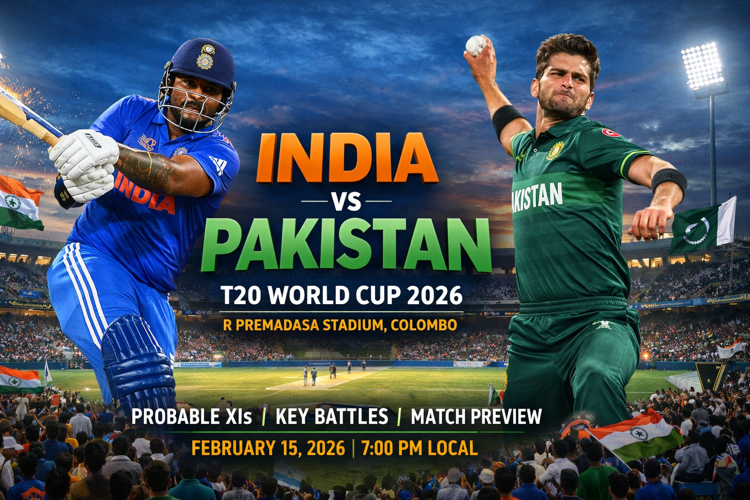 India vs Pakistan T20 World Cup 2026 match preview at R Premadasa Stadium Colombo