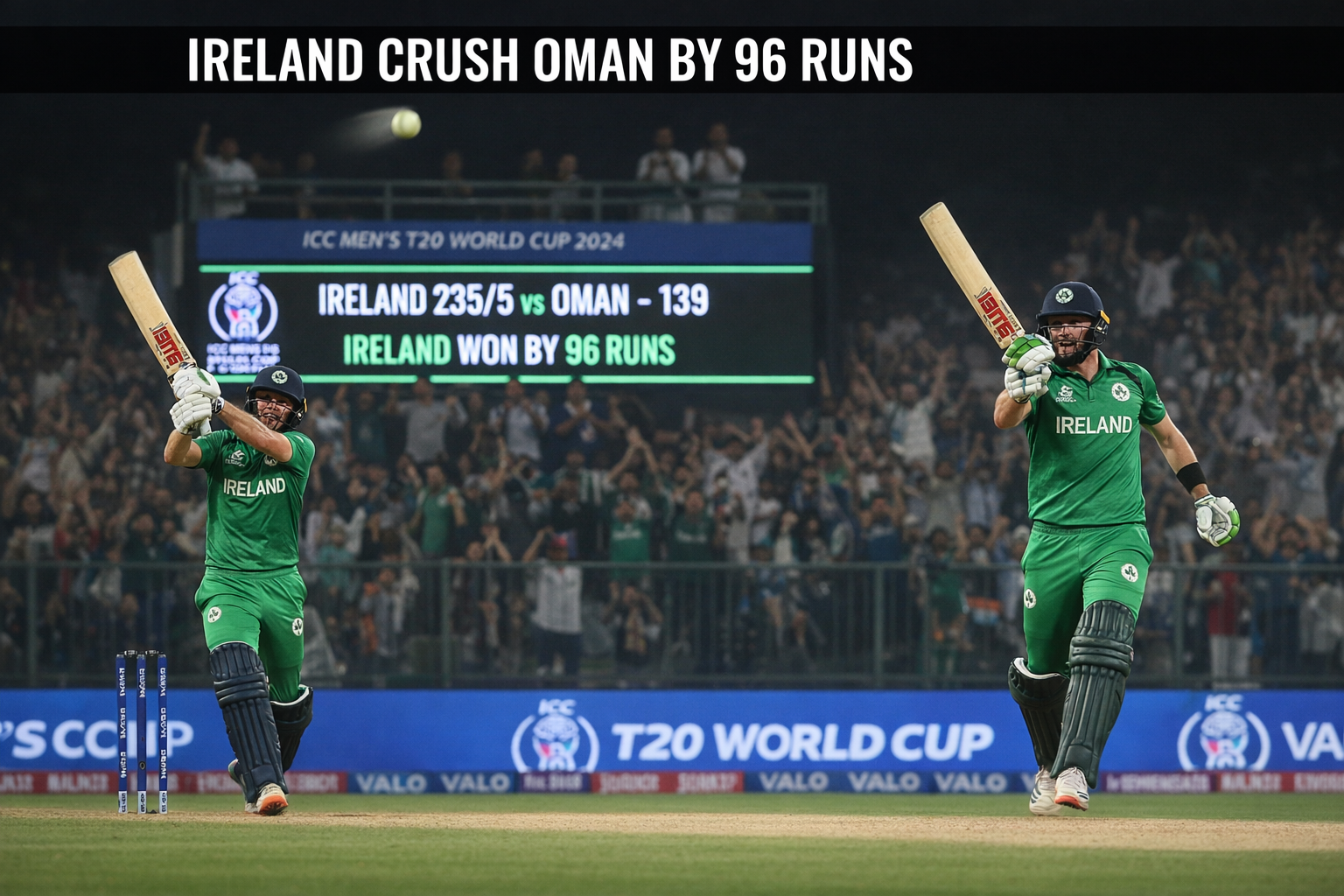 Ireland vs Oman T20 World Cup 2026 – Lorcan Tucker batting as Ireland won by 96 runs at Colombo