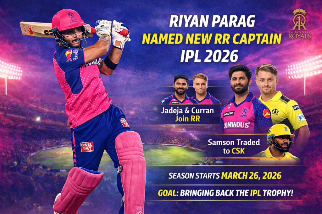 Riyan Parag batting for Rajasthan Royals – RR captain IPL 2026 announcement