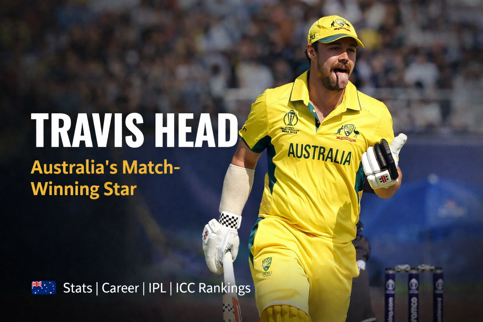 Travis Head batting for Australia in international cricket